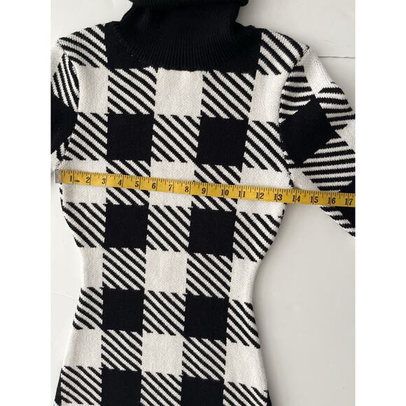 Beach Bunny Ryan Mini Knit Dress SM White Black Buffalo Check Turtle Neck NWT - Picture 5 of 10